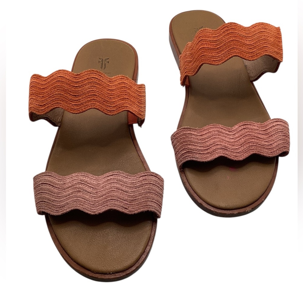 Frye Mira Wave suede slides Orange Terracotta Size 7.5